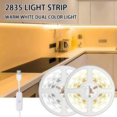 1 Set Of USB RGB 2835 5V Low-Voltage Light Strip LED Flexible Light Strip Home Decoration Lighting Atmosphere Light Monochrome 3.28 Ft~16.4 Ft Warm White And Cold White