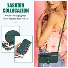 Classic Fashion Color Double Clamshell Card Slot Storage Card Scratch-Resistant Leather Phone Case Compatible With Samsung Galaxy S22 S22 Ultra S23 Plus All-In-One Phone Case That Folds And Acts As A Phone Stand Compatible With Samsung Galaxy S22Plus S23FE S23 S23 Ultra - Green - View 2