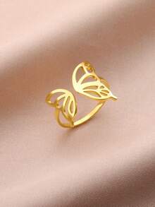 1件女士不鏽鋼蝴蝶翅膀開口戒指,聖誕禮物 - 昆蟲系列 - 查看 3