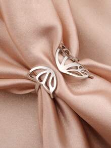 1件女士不鏽鋼蝴蝶翅膀開口戒指,聖誕禮物 - 昆蟲系列 - 查看 2