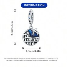 1個純銀925珠鏈吊墜,帶有飛機&eiffel Tower&cz石,男女皆可diy,非常適合度假主題、生日、情人節禮物 - 黑與白 - 查看 4