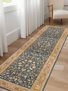 1pc Vintage Style Polyester Fiber Printed Soft & Comfortable Carpet, Suitable For Hallway, Staircase, Entrance, Foyer, Bedside, Kitchen, Home Decor Floor Mat, Washable - Multicolor - View 1