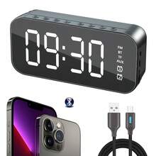 Reloj Despertador Digital Con Bocina Bluetooth Y Radio Fm - Negro - Ver 1