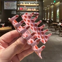 1 Pc Woman Mutible Red Heart Print Cute Hair Claws Clips,Pink Accessories Valentine's Day Valentines Hair Jaw Clip Hair Clamps Hair Clutch Hair Catcher Clip