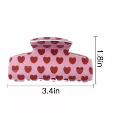 1 Pc Woman Mutible Red Heart Print Cute Hair Claws Clips,Pink Accessories Valentine's Day Valentines Hair Jaw Clip Hair Clamps Hair Clutch Hair Catcher Clip
