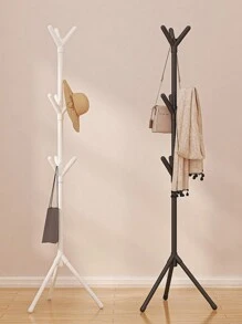 1入白色臥室衣架支架,簡約現代設計地面立式衣架,家居客廳衣架與搁板 - 白色 - 查看 1