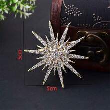 1pc Six-Pointed Star Cubic Zirconia Decor Unisex Brooch With Anti-Lost Buckle - Gold - View 4