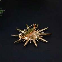1pc Six-Pointed Star Cubic Zirconia Decor Unisex Brooch With Anti-Lost Buckle - Gold - View 3