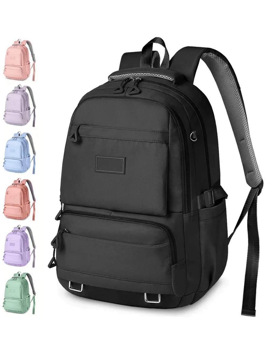 Mochila para Laptop Mochila Portatil de 15.6 Pulgadas Impermeable Mochila Antirrobo Mochila Universidad Elegante Multiusos para Viajes Mochila de Viaje Hombres Mujeres - Negro - Ver 1