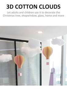 人造白色3d雲朵diy裝飾道具,適用於生日派對、舞台、窗戶、婚禮、天花板、室內商場裝飾 - 白色 - 查看 2