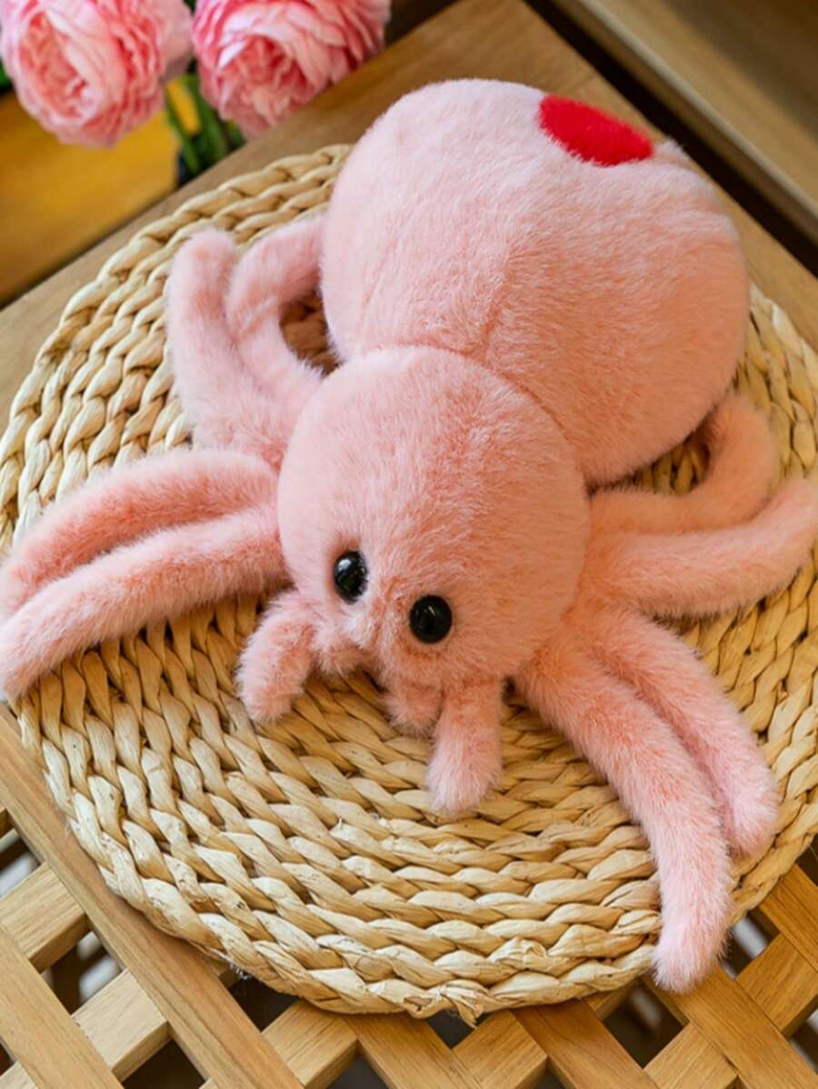 25cm Pink & Red Tail Spider Stuffed Plush Toy For Halloween, Cartoon Spider Decoration And Cute Spider Pillow For Home Decor - Pink - View 1