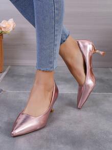 Women's Fashion Elegant Pink Pointed Toe 6cm Low Heels - Pink - View 3