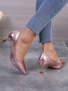 Women's Fashion Elegant Pink Pointed Toe 6cm Low Heels - Pink - View 5