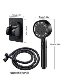 1pc/3pcs Adjustable Black Bath Shower Head High Pressure Water Saving Shower Stop Water Shower Head Bathroom Tool Bathroom Accessories Bathroom Tools - Black - View 7