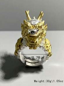 Vintage Dragon Year Gold Dragon Opening Ring, Fierce Dragon Claw Gothic Style Index Finger Ring, Hiphop Fashionable Fashion Jewelry, Party Accessories, Holiday Gift - Gold - View 2