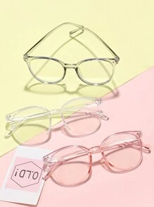 3副适合12-16岁青少年的方形无度数眼镜，适合日常佩戴