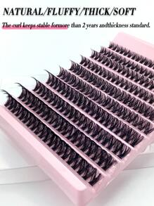 Mi giả Miss Wink 50D Fluffy Curled Natural Synthetic, dài 8-16mm, độ cong hỗn hợp 0.07mm C/D, 4/7/10 hàng, 80/140/200 sợi, hiệu ứng 3D mềm mại, phù hợp cho trang điểm nhẹ/nặng, sử dụng hàng ngày và các sự kiện. - màu đen - Xem 6