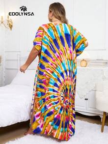 大尺寸綁染適合的長袍式家居服 - 彩色 - 查看 7