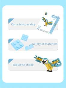 手工diy 裝飾品、治療和教育玩具、桌面裝飾、生日禮物、微型顆粒組裝火烈鳥形狀積木 - 粉色 - 查看 3