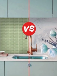 靈感來自瓷磚的實心顏色壁貼,10*20cm,9入組,綠色,可用於覆蓋或裝飾裂縫和刮痕,是家居卧室、客廳、廚房裝修和改造的理想選擇,可拆卸pvc自粘壁貼,diy裝飾效果 - 綠色 - 查看 6