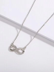 18k Gold Plated Infinity Symbol & Rhinestone Encrusted Alloy Pendant Necklace, Suitable For Daily, Commute, Party, Valentine's Day, Mother's Day Gift - Valentine's Day Infinite Love Pendant Necklace - View 3