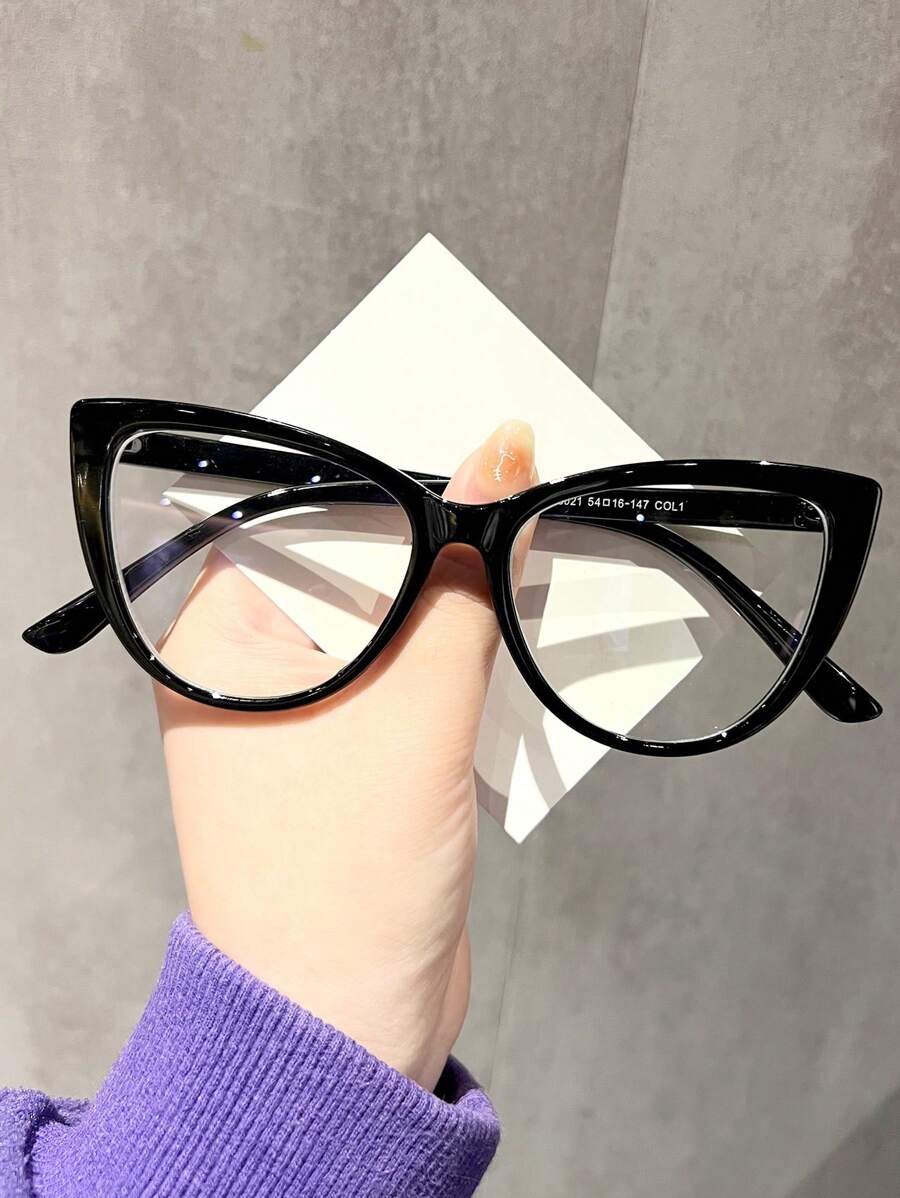 1 Kính thời trang nữ 2025 Thiết kế mới Cateye siêu nhẹ cá nhân hóa đa năng Lễ hội âm nhạc Kính mắt thời trang không cần toa kính để sử dụng hàng ngày - màu đen - Xem 1