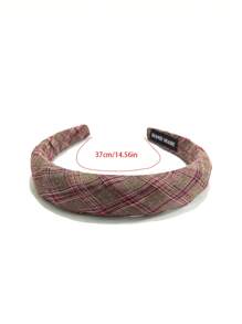 1 件裝女式多色聖誕紅綠格子頭帶,帶有寬海綿帶和簡單壓制設計,適合日常和節日使用 - 彩色 - 查看 3