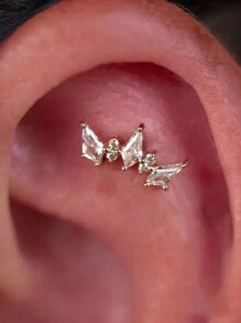 1對時尚皇冠耳釘女士925銀18k鍍金潮流配件2023趨勢,適合我的愛人每日佩戴,感恩節完美禮物 - 金色 - 查看 2