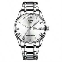 1入deblve全新品牌男士中空鑽石切割石英手錶,防水& 發光&不鏽鋼手帶,帶日曆顯示,時尚手錶,適用於生日和節日禮物 - 白色 - 查看 11