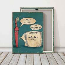 1個木框畫布,牙刷、紙巾、畫布海報、藝術品家裝、圖案牆藝術裝飾,適用於客廳、臥室、辦公室、餐廳、酒吧牆壁裝飾,防水、畫畫、印刷、術品,尺寸為12x16英寸 - 彩色 - 查看 1