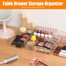 THELIFE 9/25pcs Clear Plastic Drawer Organizer Set, 4 Sizes Multifunctional Bathroom And Vanity Drawer Organizer Trays For Effortless Makeup, Kitchen, And Office Storage Solutions, Perfect For Holiday Decor, Autumn Festivities, And Seasonal Room Enhancements, Ideal For Christmas, Thanksgiving, New Year, And Valentine's Day Celebrations, Elevate Your Home Organization And Style With Versatile Storage Boxes For Every Occasion - White - View 8