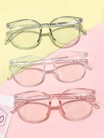 3 قطع نظارات مربعة بدون وصفة طبية لاستخدام يومي لفئة ما قبل المراهقين والمراهقين من 12-16 سنة'