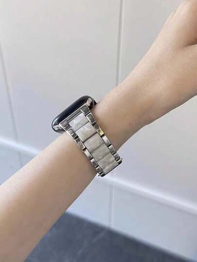 1pc Unisex Metal & Polyresin Watch Band Compatible With Apple Watch Series, Suitable For 38/40/41/42/44/45/49mm Ultra/SE/8/7/6/5/4/3/2/1