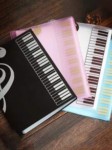 1pc A4 Size Music Score Folder, Sheet Music Collection Folder, Stave Storage, For Piano Sheet Music Document Organizer - Black - View 4