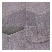 4 Pack Large Foldable Storage Box With Lids [16.5x11.8x11.8] Fabric Storage Cube Organizer Cloth Containers Linen Bins Baskets For Closet Clothes Clothing Bed Room