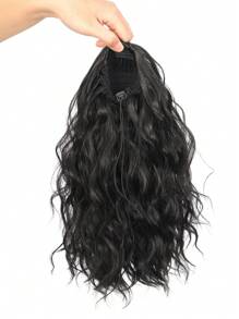16 Inch Afro Kinky Curly Synthetic Hair Ponytail Extension For Daily Wear, Black Color, Suitable For African Women