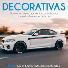 Letras Para Llantas Stickers 4 Llantas Auto Letras De Caucho Pegatina En Forma De Letras Etiqueta - Blanco - Ver 2