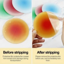 1 件飲料杯墊、壓克力杯墊、3.86 吋圓形防滑桌墊、咖啡桌杯墊、隔熱墊 - 粉色 - 查看 5