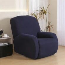 1pc Stretch Chaise Lounge/Sofa Cover Polyester Spandex Sofa Inner Cover Slipcovers Furniture Protector For Living Room Home Decor - Navy Blue - View 4