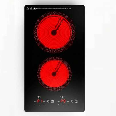 Electric Cooktop 2 Burners, 12 Inch Electric Stove Top 110v With LED Touch Screen, Independent Control 20 Temperature Ranges 9 Power Levels Cooktop, Timer & Child Lock, All Kinds Of Cookwares