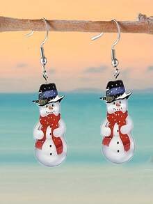 1對聖誕樹聖誕老人糖果屋雪人耳環,聖誕新年假日派對禮物 - 款式3 - 查看 9