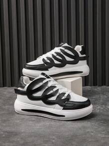 適合10、12和15歲男女孩的時尚運動鞋,適用於全季節滑板、跑步和休閒鞋 - 黑與白 - 查看 1