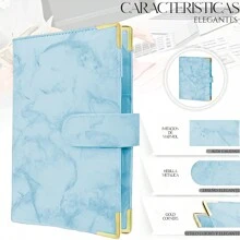 Shendy Vendy Carpeta Planificadora A6 Carpeta de hojas sueltas con cremallera Bolso , macarrón Cuaderno, Etiquetas autoadhesivas , creativo Cuaderno de plan Agenda Organizador De Bolsillo - Azul - Ver 2