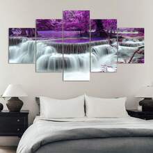 5入組噴墨畫布海報,高清瀑布畫,家庭裝飾,客廳禮物,掛畫藝術裝飾,適用於客廳,臥室,辦公室,廚房,餐廳,酒吧牆壁裝飾,無框防水油畫打印藝術品 - 彩色 - 查看 7