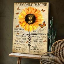 1 張啟發性名言藝術印刷海報，向日葵蝴蝶帆布壁畫，客廳臥室藝術裝飾牆畫，牆飾，家居裝飾，不含相框 - 1個 - 查看 1