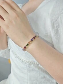 2023年新款奢華玫瑰色橢圓形手鐲手環,結婚週年紀念禮物珠寶批發,情人節s5774b - 彩色的 - 查看 6