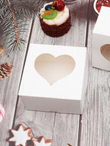 10入組婚禮糖果盒,透明pvc心形窗戶,特殊紙質糖果包裝盒 - 白色 - 查看 3