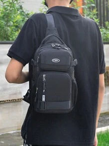 新款大容量胸包 多功能斜挎包 牛津布手提包 旅行後背包 單肩包 特大號旅行度假尼龍純色男士禮物腰包 商務休閒黑色通勤包 戶外大學包 夏季爸爸包 學校用品側背包 旅人包 聖誕節假期感恩節禮物 開學必備運動生活包 春假腰包 - 黑色 - 查看 6