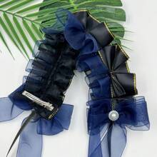 1 件女藍黑色蝴蝶結裝扮髮帶巴洛克洛麗塔甜美女士髮夾頭飾適合日常百搭女僕用 Cospla 配件 - 藍色 - 查看 3
