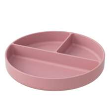 1pc Silicone Divided Plate, Dishwasher Safe, Suitable For Babies - Pink - View 1